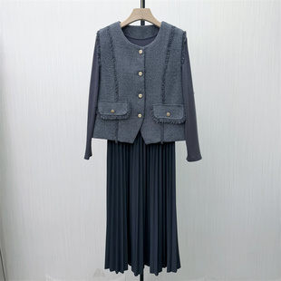 小香风套装 新品 女气质粗花呢马甲连衣裙两件套330 2026春季