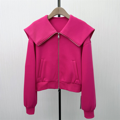 乂●2026春季新品 卫衣外套女宽松百搭休闲通勤短款拉链开衫0434