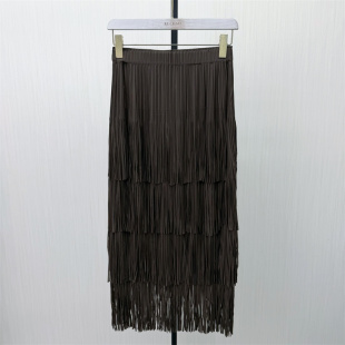 新品 流苏半身裙女高腰显瘦气质通勤直筒裙子607 2026春季 恩