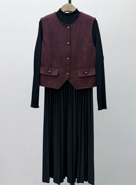 S●2026春季新品 连衣裙套装女气质长袖裙子马甲背心两件套255
