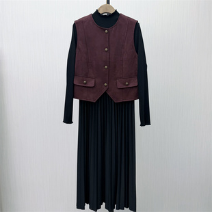S●2026春季新品 连衣裙套装女气质长袖裙子马甲背心两件套255