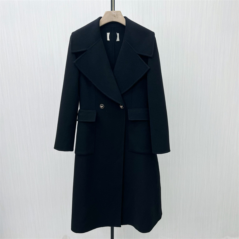 良月●2025冬季新 双面呢大衣女气质长款宽松绵羊毛呢子外套8772