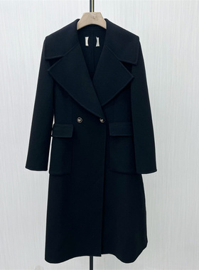 良月●2025冬季新 双面呢大衣女气质长款宽松绵羊毛呢子外套8772