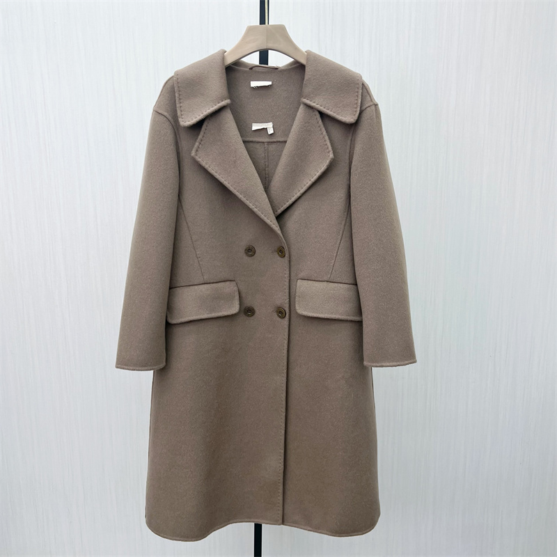 C●2025冬季新品 双面呢大衣女气质长款宽松绵羊毛呢子外套8188