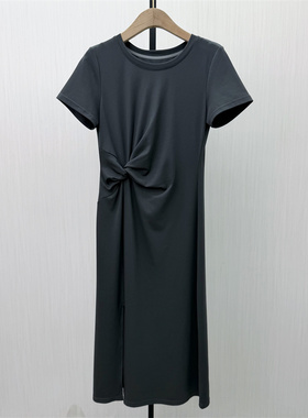 香●2026夏季新品 短袖连衣裙女宽松休闲设计感百搭T恤裙子3300