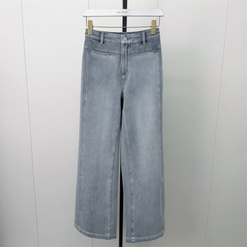 恩●2026冬季新品 磨毛阔腿牛仔裤女高腰显瘦宽松休闲通勤长裤980