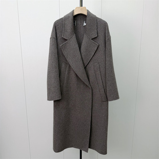 S●2026冬季新品 双面呢大衣女长款气质宽松绵羊毛呢子外套180