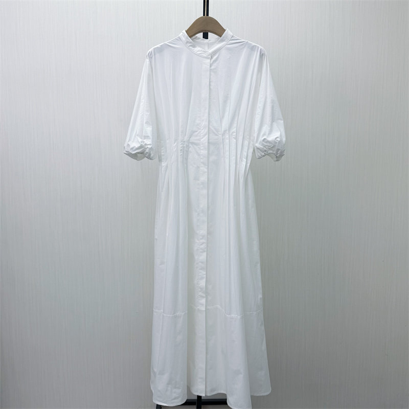 迪●2026夏季新品 短袖连衣裙女气质休闲通勤简约百搭衬衫裙5007