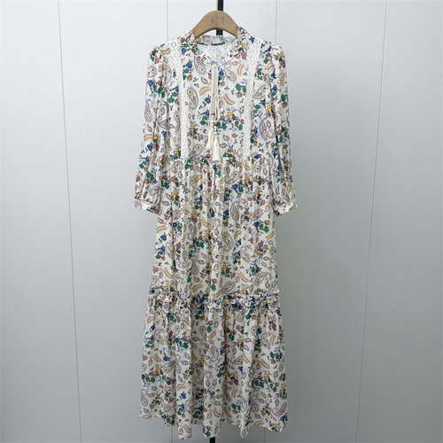 fei●2026秋季新品 碎花长袖连衣裙女小清新复古森系茶歇裙子7134