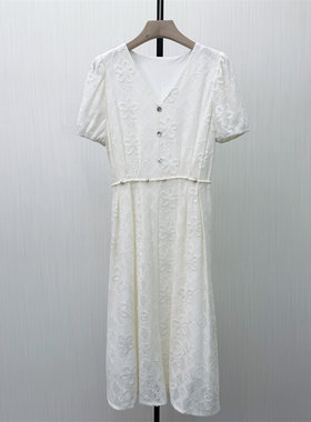 KA●2026夏季新品 法式v领连衣裙女气质显瘦小清新a字茶歇裙6911