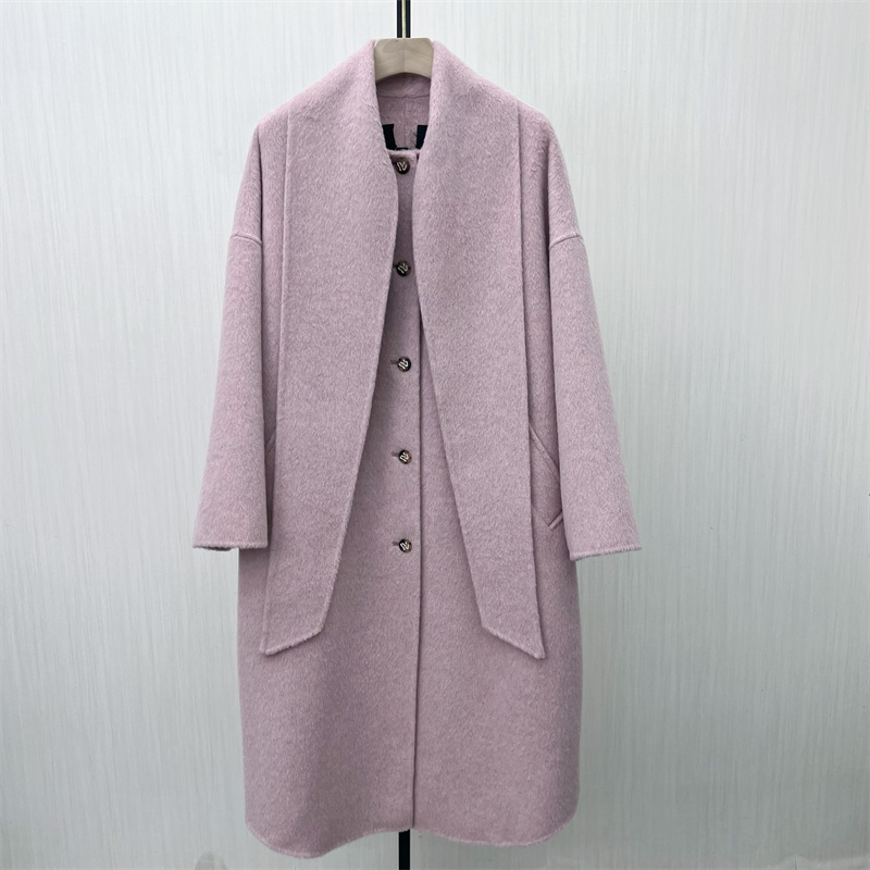 图●2025冬季新品 双面呢大衣女气质长款宽松绵羊毛呢子外套7512