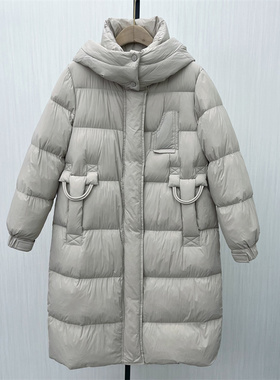 C●2025冬季新品 羽绒服女时尚长款宽松加厚保暖白鸭绒外套9013