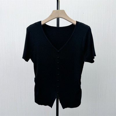 良月●2026夏季新品 v领针织衫女气质弹力修身显瘦简约上衣8480