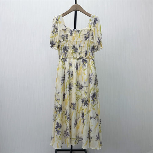 良月●2026夏季新品 苎麻连衣裙女气质小清新显瘦印花长裙3359