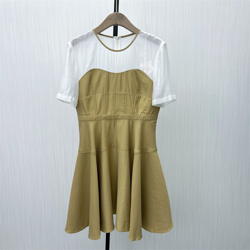 艾尔●2025夏季新品 拼接收腰显瘦连衣裙女设计感小众a字裙子2601