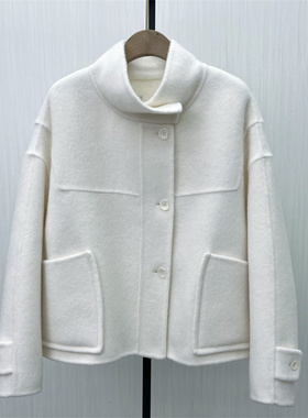 KA●2025冬季新品 双面呢大衣女气质短款宽松绵羊毛呢子外套6351