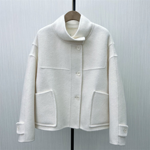 新品 双面呢大衣女气质短款 宽松绵羊毛呢子外套6351 2025冬季