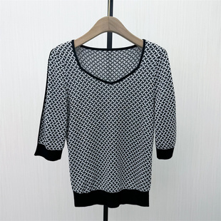 2026春季 女宽松显瘦提花打底衫 新品 针织衫 T恤上衣3113 短袖 迪