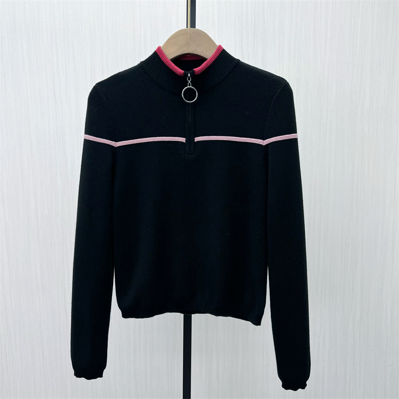 图●2025冬季新品 拉链针织衫女修身通勤显瘦打底长袖毛衫上衣