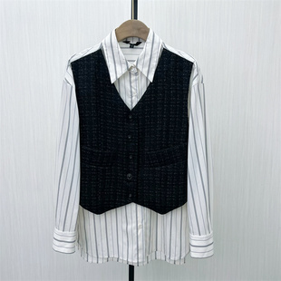 衬衫 图 假两件长袖 新品 女休闲宽松简约打底上衣1601 2025秋季