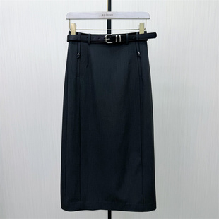 良月●2026春季新品 直筒西装半身裙女气质高腰显瘦通勤长裙6110