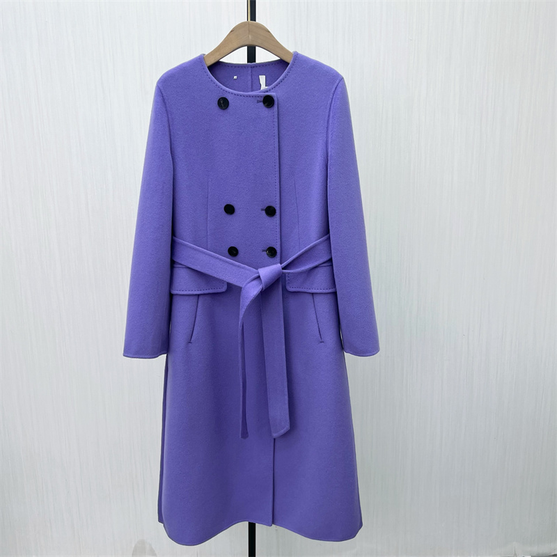 S●2025冬季新品 双面呢大衣女长款气质宽松绵羊毛呢子外套910