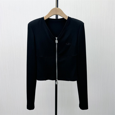 迪●2026春季新品 拉链打底衫女休闲简约内搭长袖T恤衫上衣0817