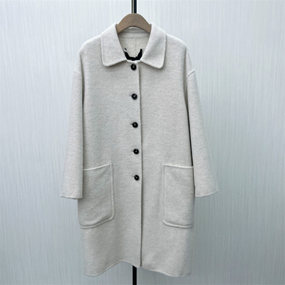 图●2025冬季新品 双面呢大衣女长款气质宽松绵羊毛呢子外套7517