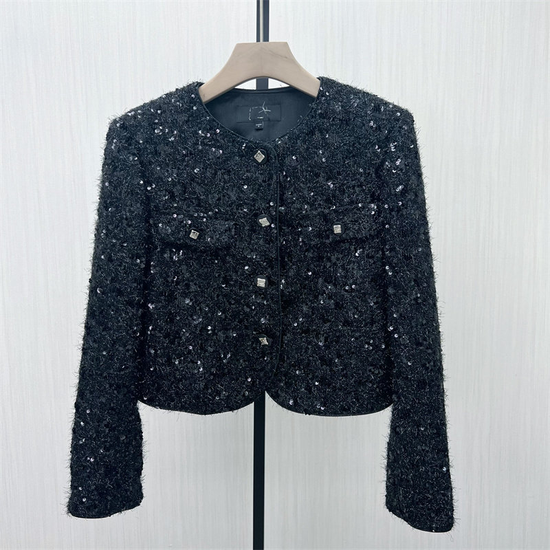 图●2025冬季新品 小香风夹棉外套女气质通勤短款粗花呢大衣3605