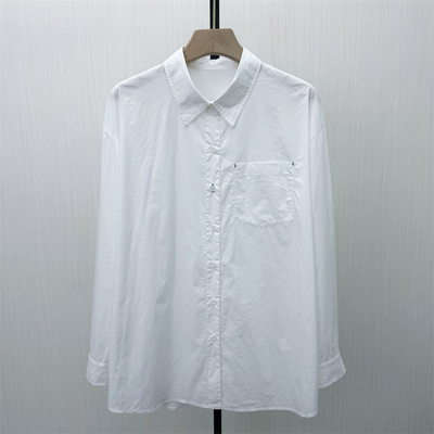 艾W●2026春季新品 长袖衬衫女纯色基础宽松休闲通勤百搭上衣2423