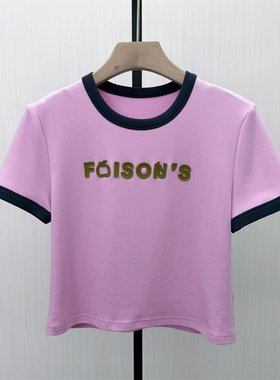 fei●2026夏季新品 印花短袖T恤女正肩修身显瘦休闲打底上衣6068