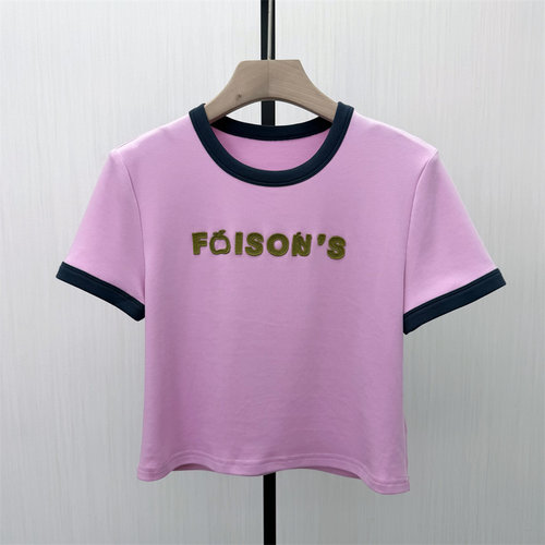 fei●2026夏季新品 印花短袖T恤女正肩修身显瘦休闲打底上衣6068