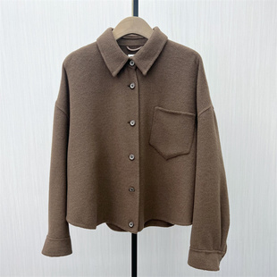 双面呢大衣女气质短款 新品 宽松绵羊毛呢子外套8089 2025冬季