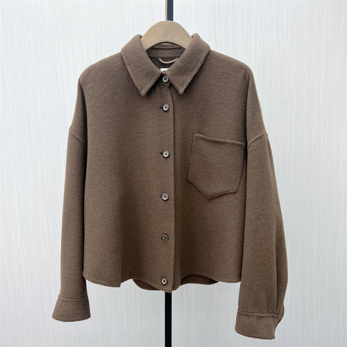 C●2025冬季新品 双面呢大衣女气质短款宽松绵羊毛呢子外套8089