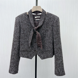 毛呢西装 新品 外套女气质通勤粗花呢西服夹克7031 2025冬季 良月