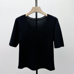 短袖 新品 针织衫 女气质修身 上衣691 显瘦简约打底衫 2026春季