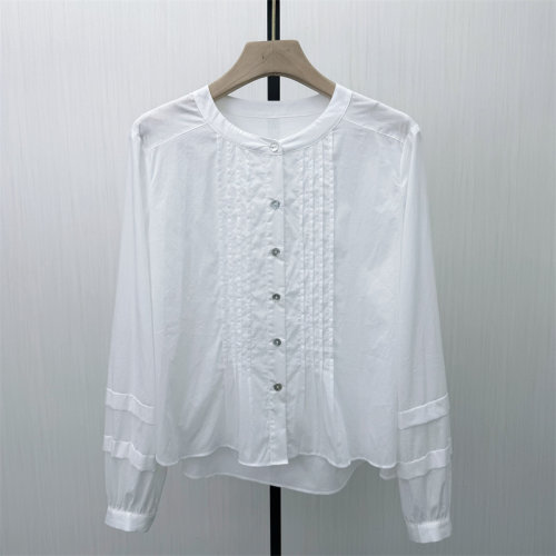 艾W●2026春季新品 长袖衬衫女纯色基础宽松休闲通勤百搭上衣2420