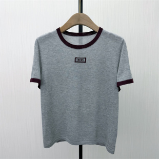 良月●2026夏季新品 短袖针织衫女宽松休闲松弛感显瘦T恤上衣8696