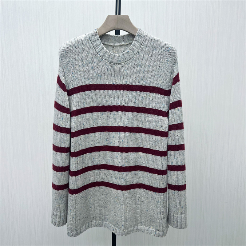 C●2025冬季新品 条纹毛衣女宽松慵懒风中长款针织毛衫上衣2572
