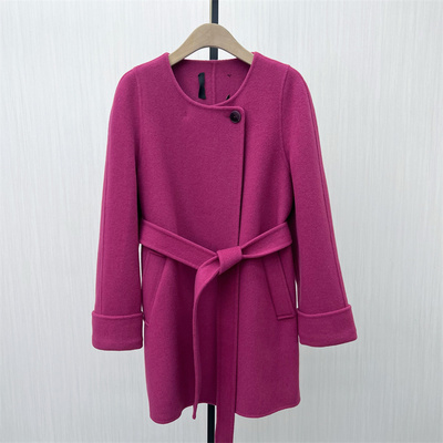 良月●2025冬季新品 绵羊毛呢子大衣女中长款气质双面呢外套8431