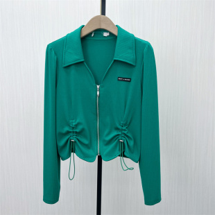 女休闲简约内搭长袖 片 v领拉链打底衫 新品 T恤上衣2091 2025秋季