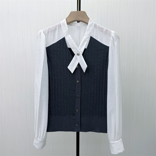 衬衫 香 假两件长袖 新品 女气质宽松简约打底上衣140 2026春季