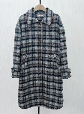 C●2025冬季新品 小香风夹棉外套女气质宽松长款粗花呢大衣8179