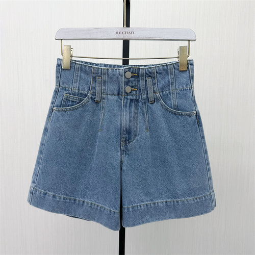 香●2026夏季新品 牛仔短裤女复古高腰显瘦直筒休闲阔腿裤2486
