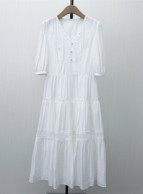 芭●2026夏季新品 法式v领连衣裙女气质显瘦小清新a字茶歇裙3017