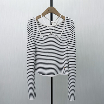 fei●2026春季新品 条纹针织打底衫女修身显瘦内搭长袖上衣5308