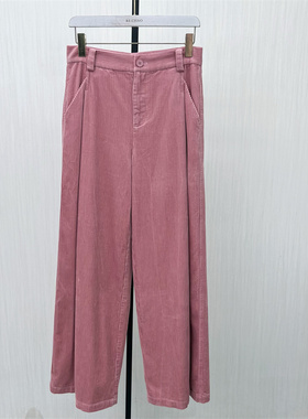 KA●2025冬季新品 灯芯绒阔腿裤女高腰显瘦休闲百搭直筒长裤6434