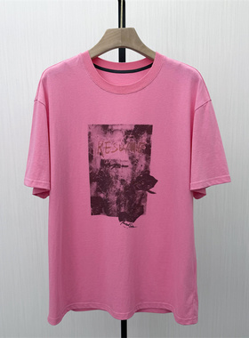 艾W●2026春季新品 印花短袖t恤衫女设计感小众休闲慵懒上衣4229