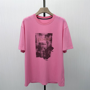 艾W●2026春季新品 印花短袖t恤衫女设计感小众休闲慵懒上衣4229