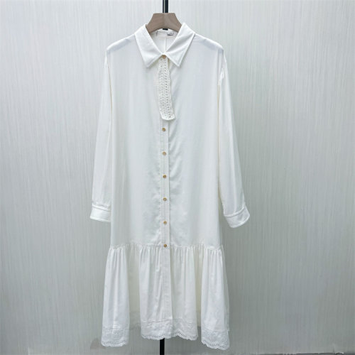 fei●2025冬季新品 简约a字连衣裙女气质宽松百搭长袖衬衫裙8229